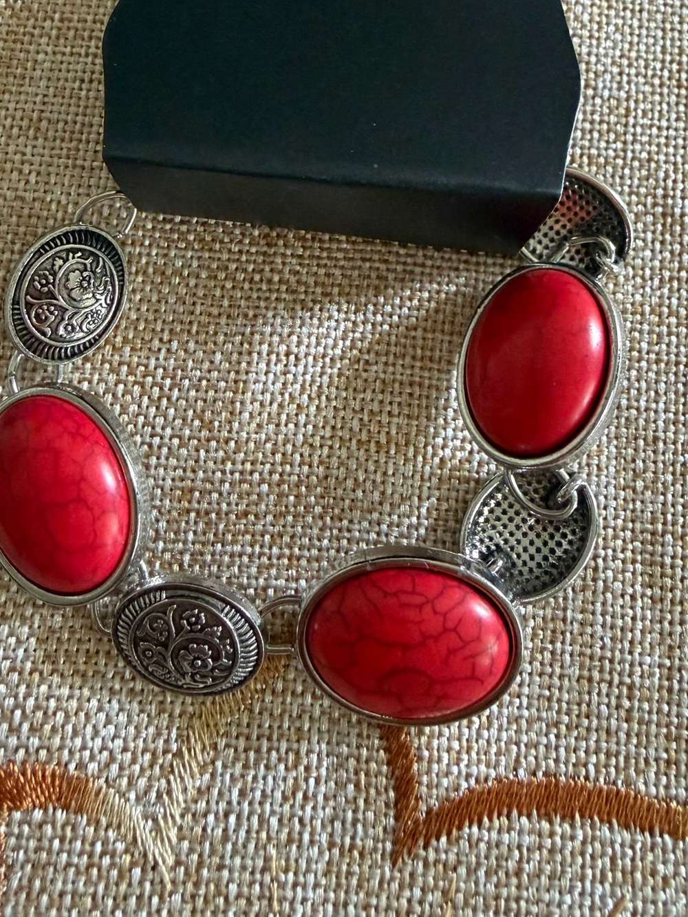 paparazzi Red Oval Stone Link Bracelet